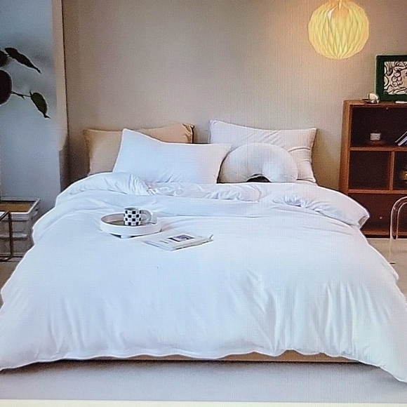 Clothknow white Queen Comforter Set 3 pc 100% cotton hotel quality washable New - Picture 1 of 7